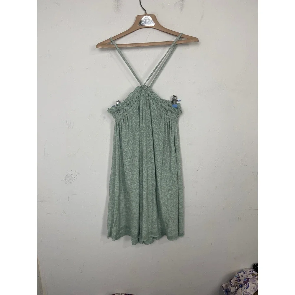 Free People FP Beach Green Space Dye Halter Mini Dress Large OB977974‎
